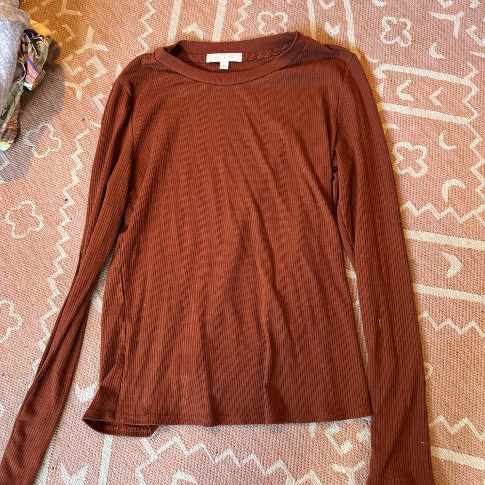 anthropologie eri+ali long sleeve ribbed top